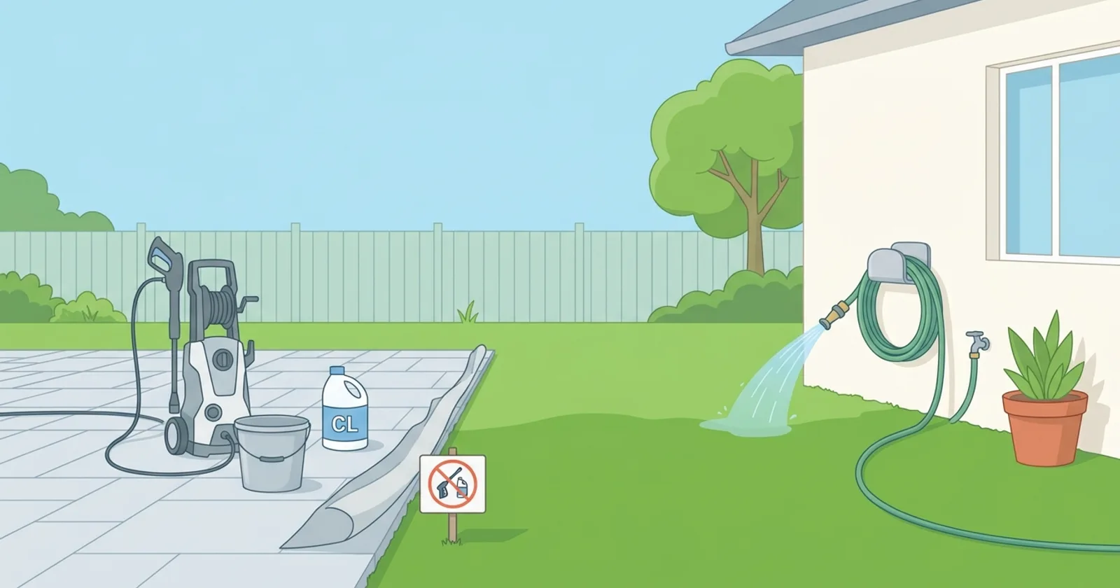 Illustration for Artificial Turf Beside Pavers