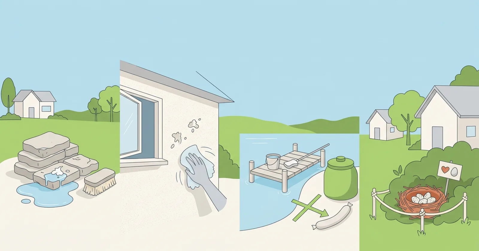Illustration for Bird Droppings on Pavers, Stucco and Docks