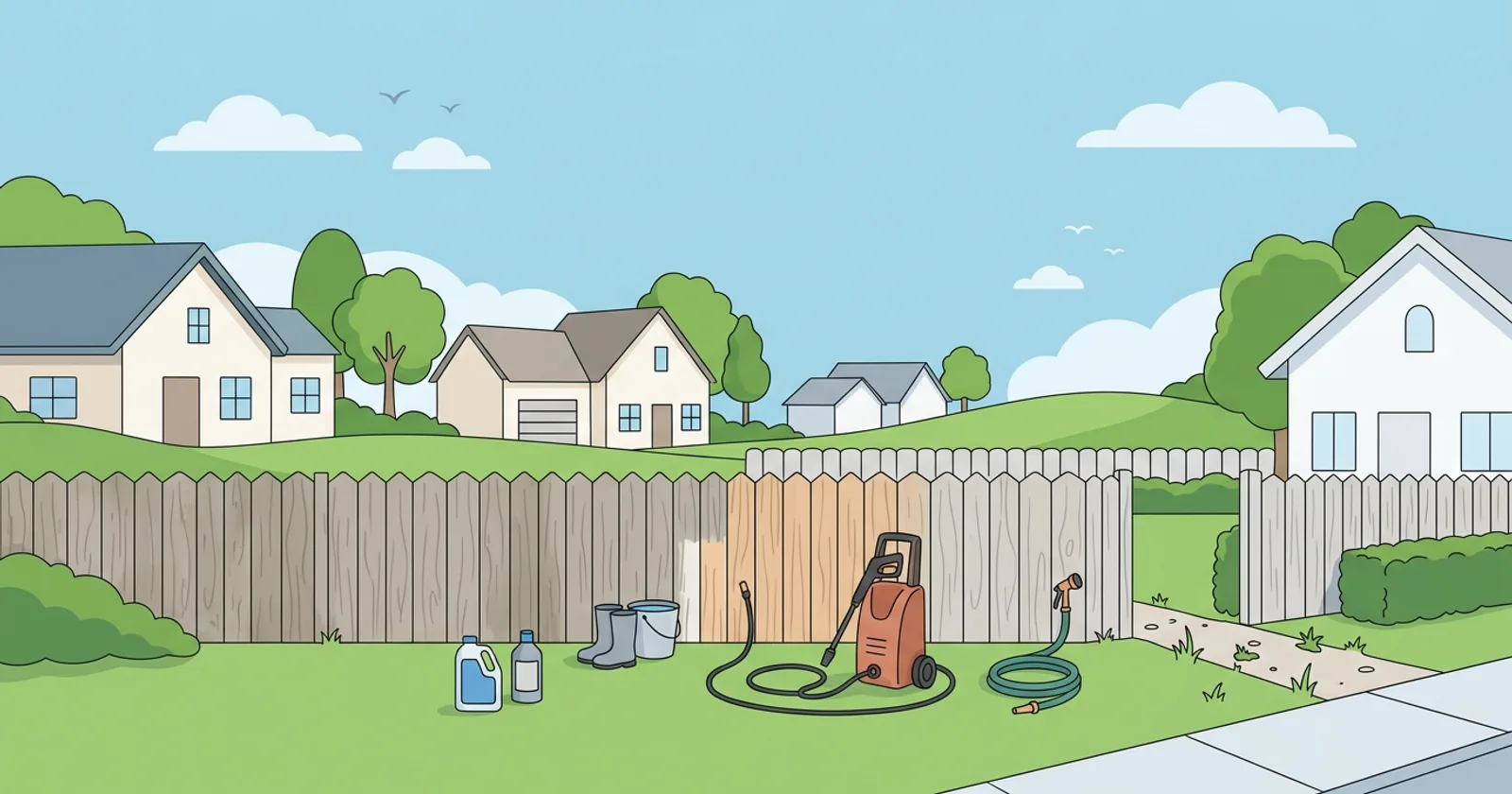 Illustration for Cleaning a Wood Privacy Fence