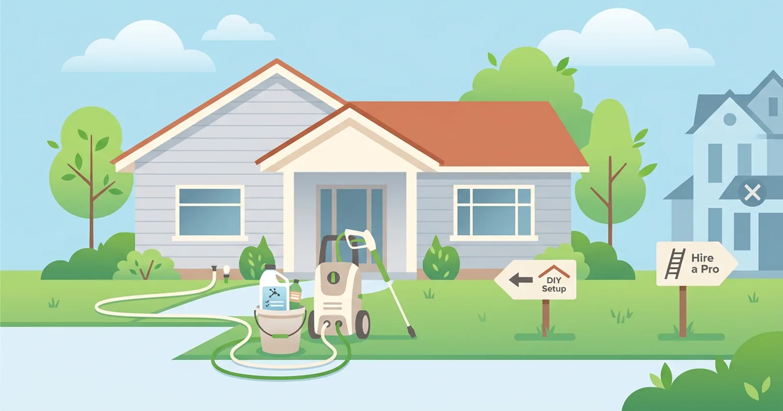 Illustration for Can You Soft Wash Your Own House? A Safe DIY Setup (and When Not To)