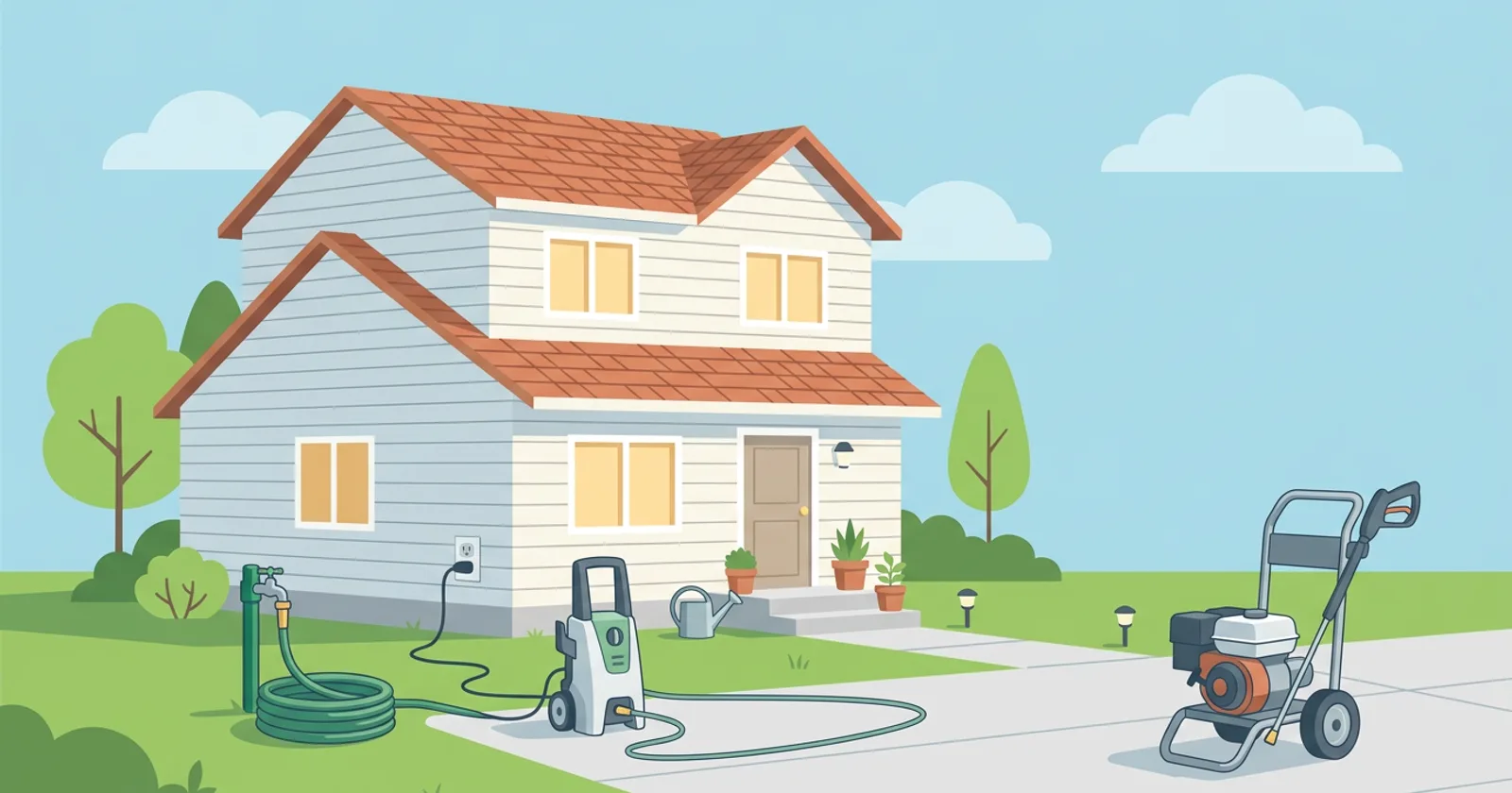 Illustration for Electric or Gas Pressure Washer for Your House? Pick by Stories, Surfaces and Spigot