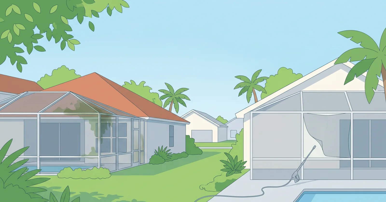 Illustration for Florida Pool Cage and Screen Enclosure Cleaning