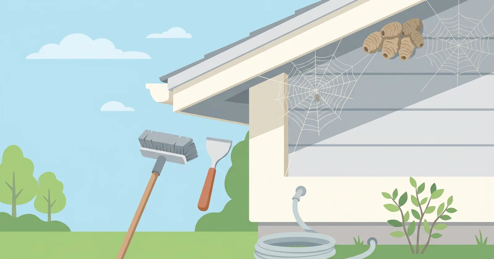 Illustration for Spider Webs and Mud Dauber Nests on Siding and Eaves