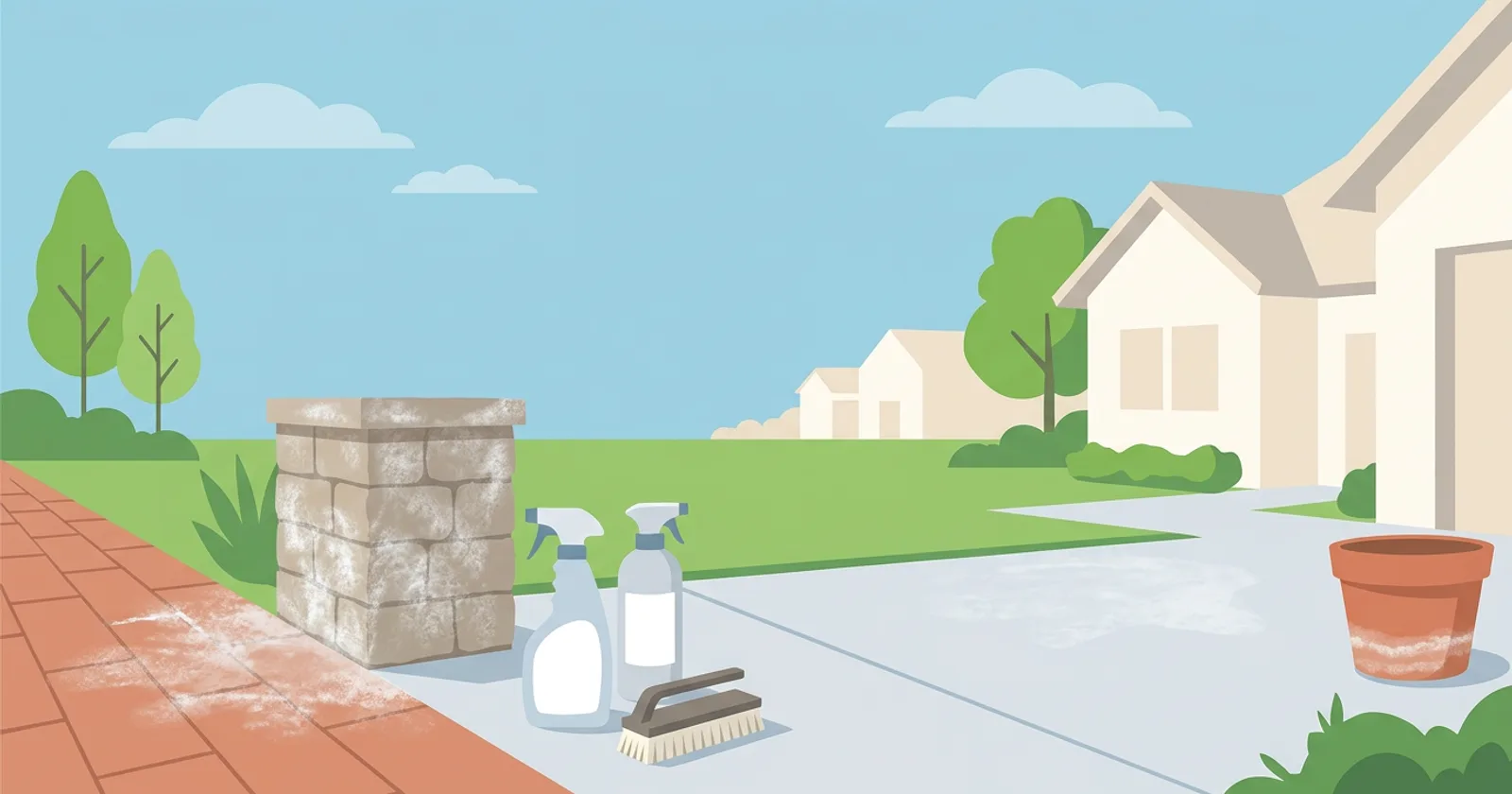 Illustration for White Haze on Brick, Pavers or Stone